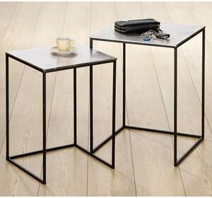 Yreka Square Set Of 2 Nesting Tables In Silver With Metal Frame