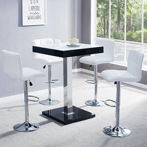 Topaz Glass White Black Bar Table 4 Coco White Stools