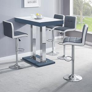 Caprice White Grey Gloss Bar Table 4 Copez Grey White Stools