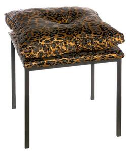 Wild Velvet Stool In Gold Leo Print With Black Metal Legs