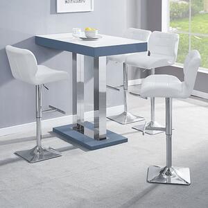 Caprice White Grey Gloss Bar Table 4 Candid White Stools