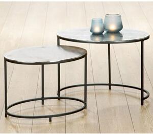 Yreka Oval Set Of 2 Nesting Tables In Silver With Metal Frame