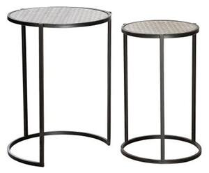 Retia Round Set Of 2 Nesting Tables In Brown With Metal Frame