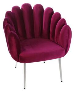 Wavy Velvet Upholstered Lounge Chair In Violet With Metal Legs