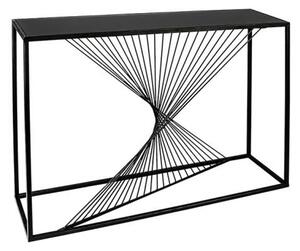 Ray Black Glass Top Console Table With Metal Frame