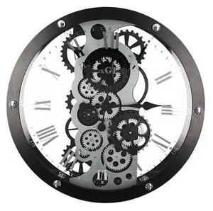 Industry Glass Wall Clock With Black And Silver Metal Frame