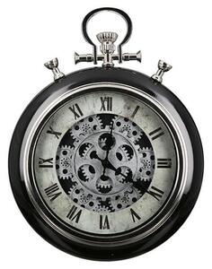 Central Glass Wall Clock With Black And Silver Metal Frame