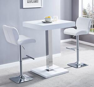 Topaz White High Gloss Bar Table With 2 Candid White Stools