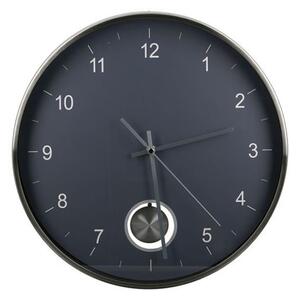 Comb Glass Wall Clock With Dark Grey And Silver Metal Frame