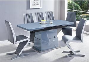 Elgin Convertible Grey Gloss Dining Table 6 Gia Grey Chairs