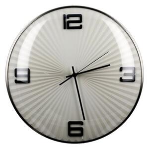 Ribbed Glass Wall Clock With Black And Silver Metal Frame