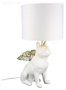 Flying Bully Dog Table Lamp In White And Gold