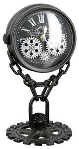 Chain Glass Table Clock With Black And Silver Metal Frame