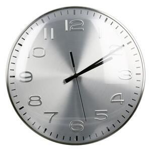 Curved Glass Wall Clock With Silver Metal Frame