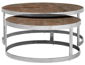 Mitrex Wooden Nest Of 2 Tables With Steel Frame In Natural