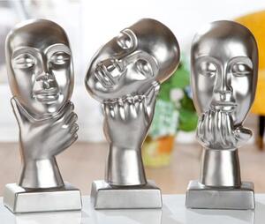 Thinking Ceramic Set Of 3 Sculpture In Silver