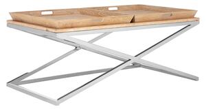 Errai Wooden Tray Coffee Table With Steel Frame In Natural