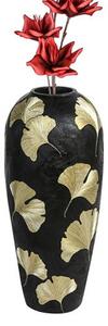 Ginkgo Poly Decorative Vase In Black And Gold