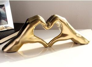 Heart Ceramic Hand Sculpture In Gold