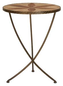 Eltro Large Wooden Side Table With Antique Brass Legs In Brown