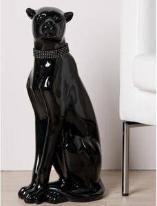 Panther Poly Sculpture In Shiny Black With Diamonds