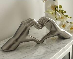 Heart Ceramic Hand Sculpture In Silver