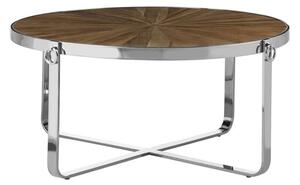 Mitrex Round Wooden Coffee Table With Steel Frame In Natural