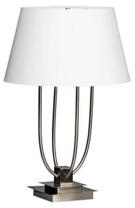 Trento White Fabric Shade Table Lamp In Satin Nickel