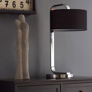 Leylow Black Fabric Shade Table Lamp With Chrome Metal Base