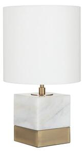 Vencro White Fabric Shade Table Lamp With White Marble Base