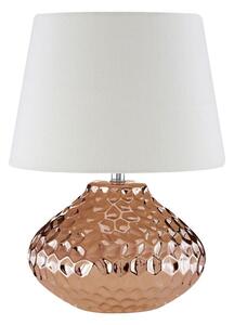 Jenato Ivory Fabric Shade Table Lamp With Copper Ceramic Base