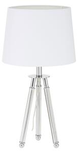 Haloca White Fabric Shade Table Lamp With Chrome Tripod Base