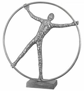 Gym Wheel Aluminium Sculpture In Antique Silver