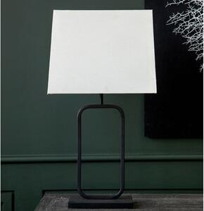 Lucasto Natural Fabric Shade Table Lamp With Black Metal Base