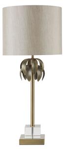 Herto Grey Fabric Shade Table Lamp With Tree Shaped Steel Base