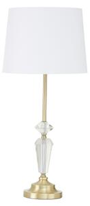 Hopac White Fabric Shade Table Lamp With Brass Crystal Base