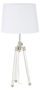 Haloca White Fabric Shade Table Lamp With Nickel Tripod Base