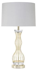 Hannes White Fabric Shade Table Lamp With Gold Wireframe Base