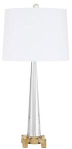 Hanoa White Fabric Shade Table Lamp With Tower Crystal Base