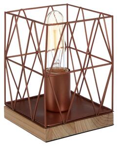 Boke Copper Wire Frame Table Lamp With Natural Wooden Base