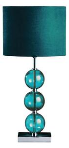 Miscona Teal Fabric Shade Table Lamp With Chrome Base