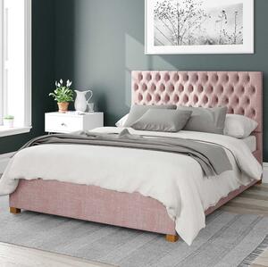 Monroe Pure Pastel Cotton Ottoman Bed Frame Pink