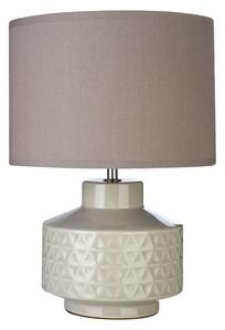 Wavina Grey Fabric Shade Table Lamp With Cream Ceramic Base