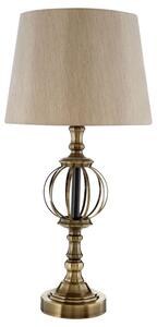 Jakaro Natural Fabric Shade Table Lamp With Antique Brass Base