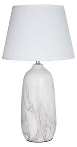 Welmon White Fabric Shade Table Lamp With Grey Ceramic Base