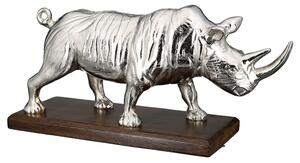 Rhino Aluminium Sculpture In Antique Silver And Dark Brown