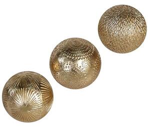 Carve Poly Large Set Of 3 Decoration Balls In Gold