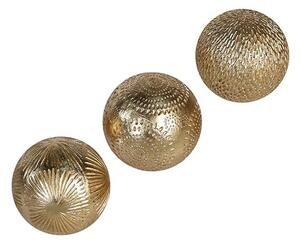 Carve Poly Small Set Of 3 Decoration Balls In Gold