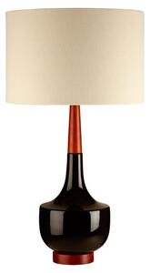 Wipen White Fabric Shade Table Lamp With Red Black Ceramic Base