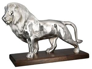 Lion Aluminium Sculpture In Antique Silver And Dark Brown